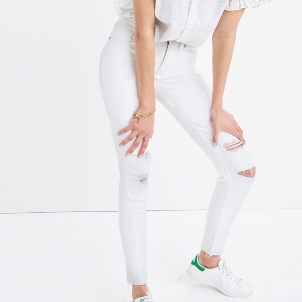 White Distressed Skinny Jeans